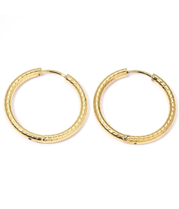 Pendientes de aro grande-plus 20mm con padrón lineas...