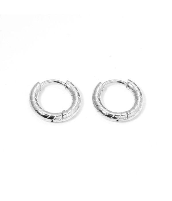 Pendientes de aro minis 8mm con padrón lineas verticales 2