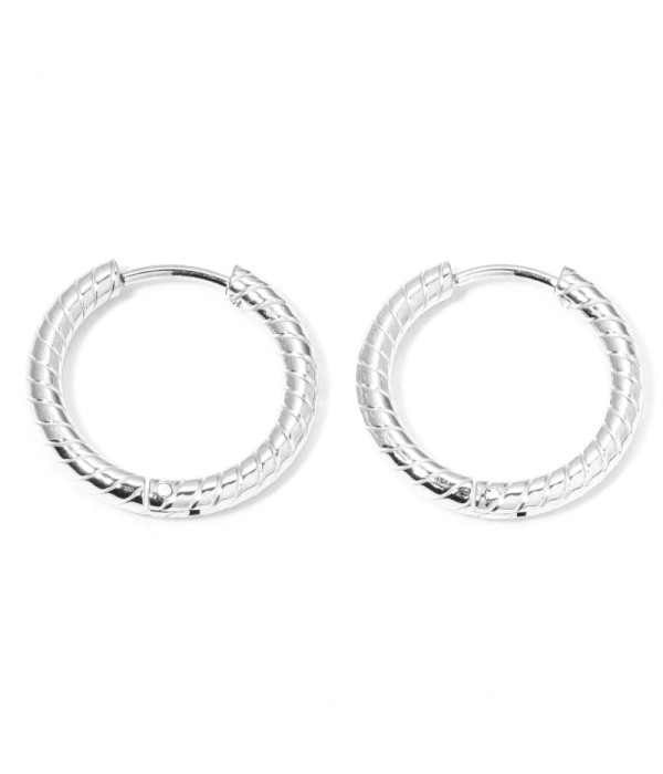 Pendientes de aro medianos 14mm con padrón lineas verticales