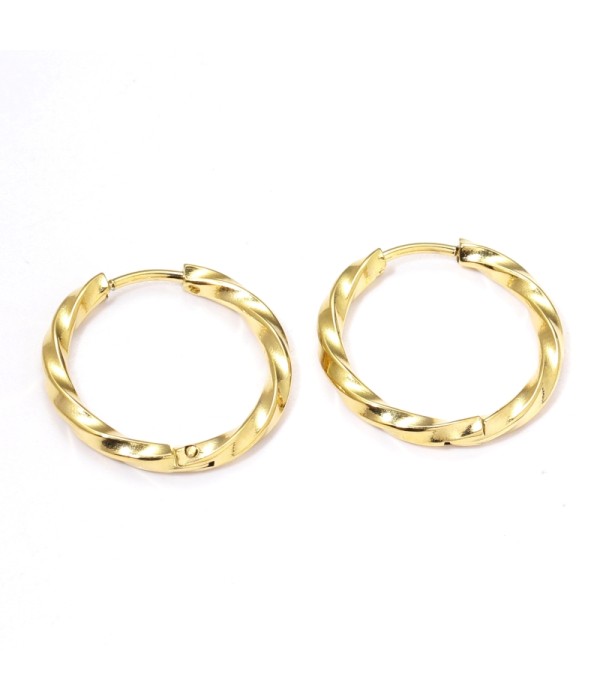 Pendientes de aro medianos 14mm con textura enroscada