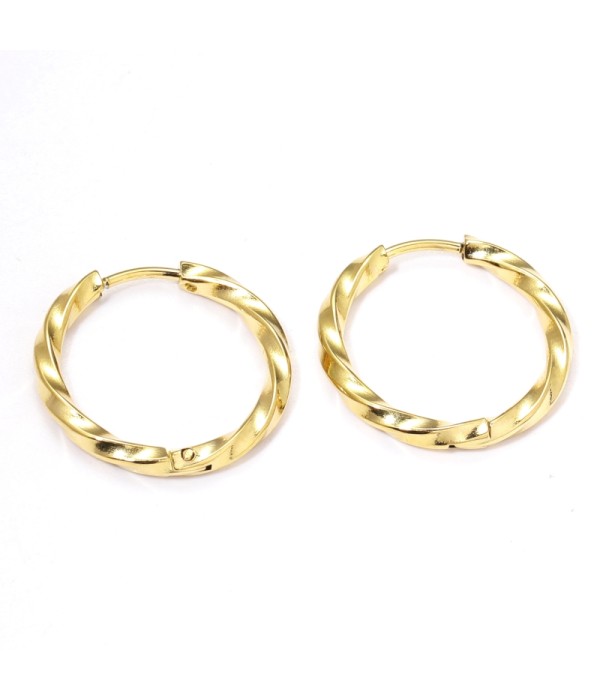 Pendientes de aro mediano-grandes 16mm con textura enroscada