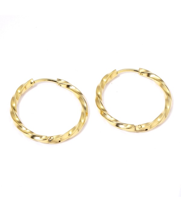Pendientes de aro grandes 18mm con textura enroscada