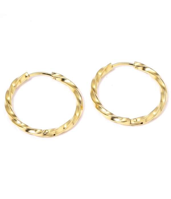 Pendientes de aro grande-plus 20mm con textura enroscada