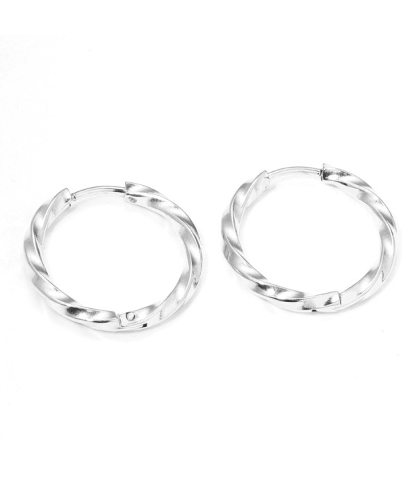 Pendientes de aro mediano-grandes 16mm con textura enroscada