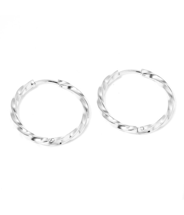 Pendientes de aro grandes 18mm con textura enroscada 2