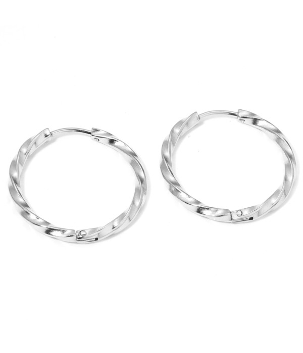 Pendientes de aro grande-plus 20mm con textura enroscada