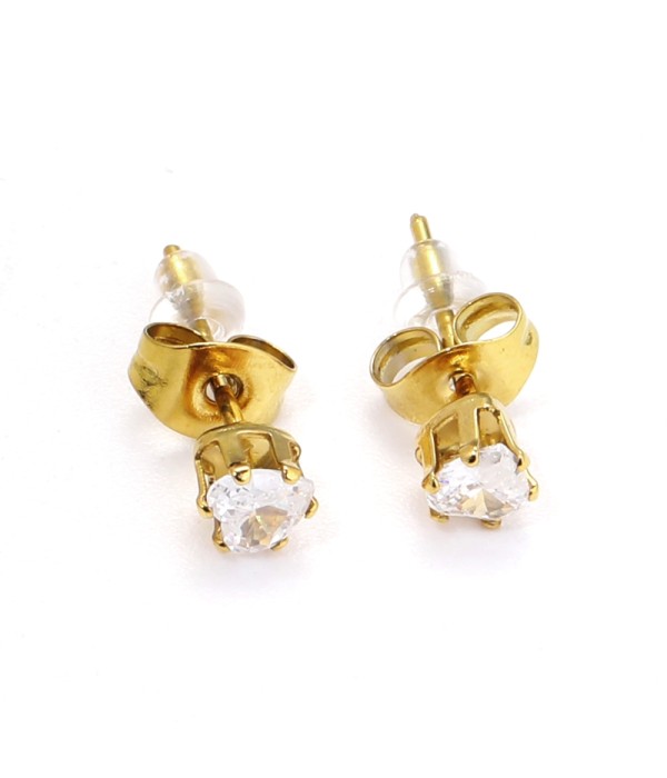 Pendientes pequeños con circonitas de corazón de 4mm