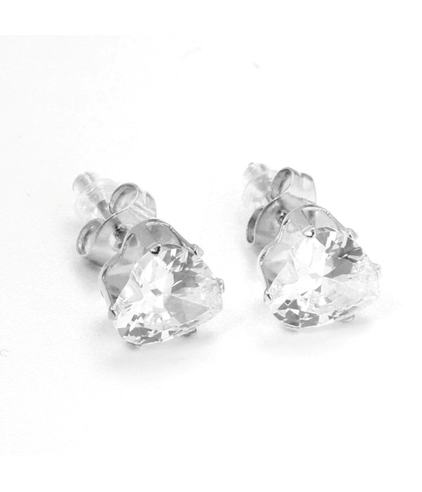 Pendientes pequeños con circonitas de corazón de 6mm 2