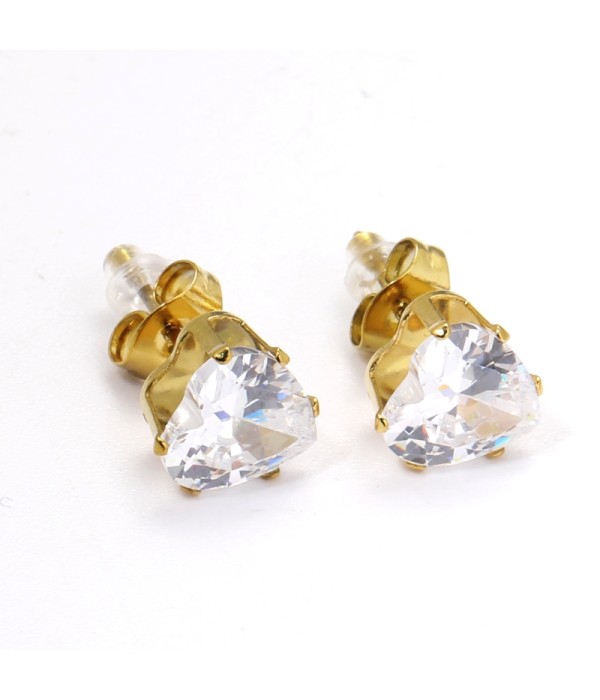 Pendientes pequeños con circonitas de corazón de 6mm