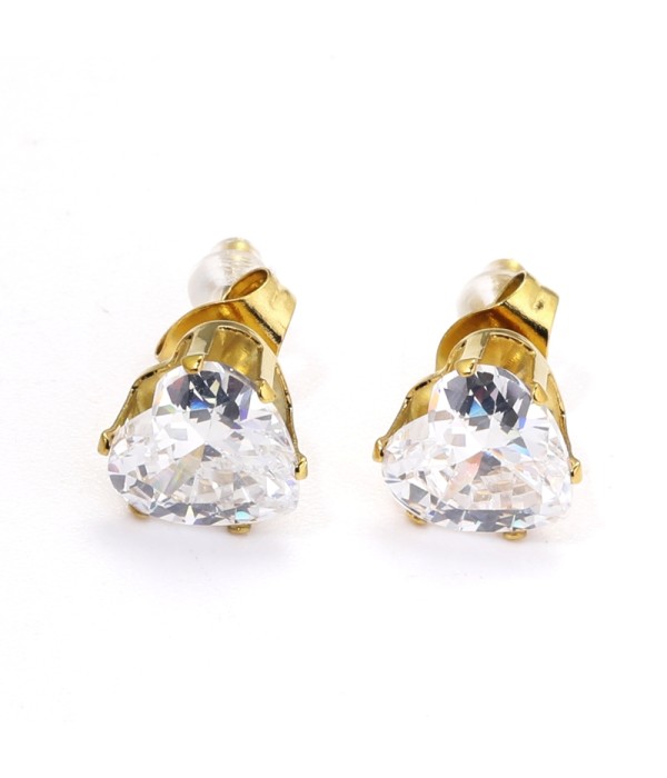 Pendientes pequeños con circonitas de corazón de 8mm