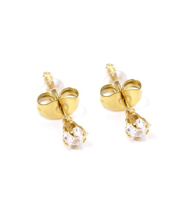 Pendientes pequeños con circonitas de estrella de 4mm