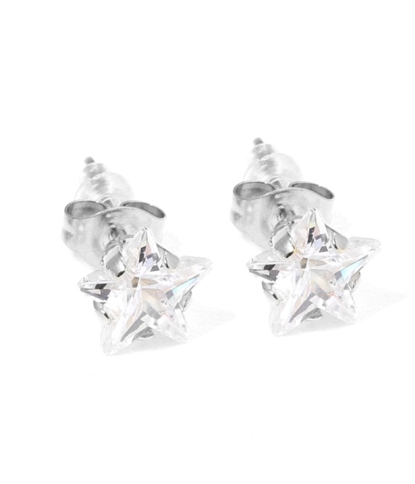 Pendientes pequeños con circonitas de estrella de 8mm