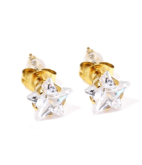 Pendientes pequeños con circonitas de estrella de 8mm