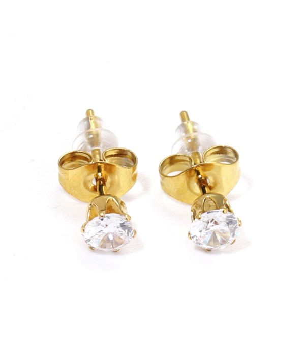 Pendientes pequeños con circonitas redondas de 4mm