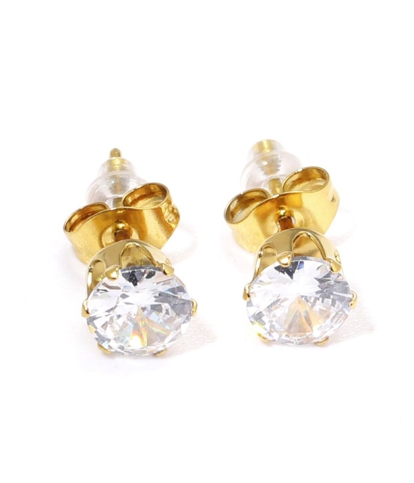 Pendientes pequeños con circonitas redondas de 6mm