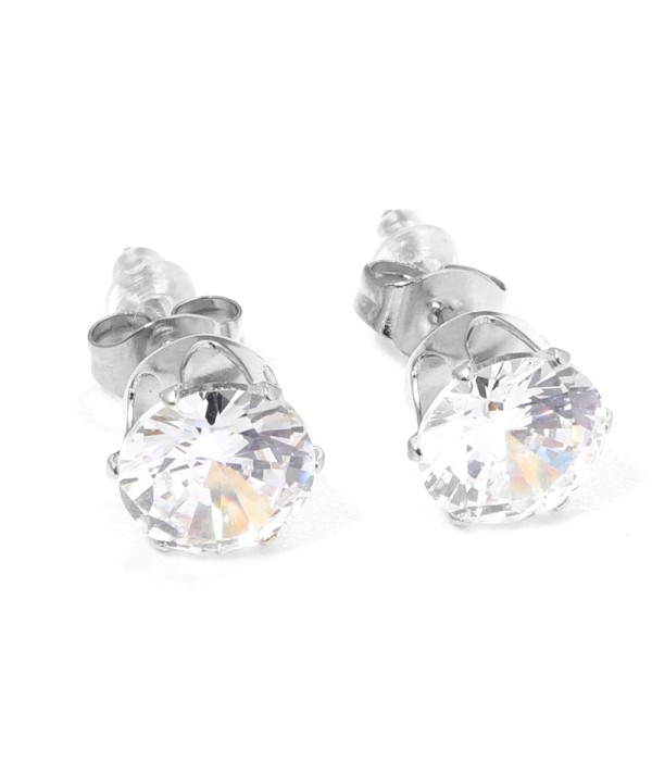 Pendientes pequeños con circonitas redondas de 8mm