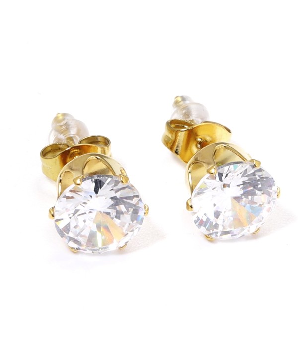 Pendientes pequeños con circonitas redondas de 8mm