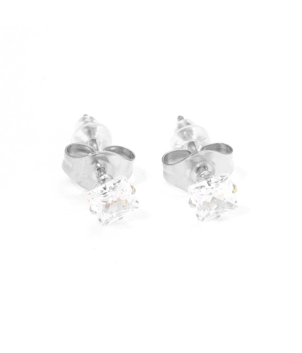 Pendientes pequeños con circonitas cuadradas de 4mm