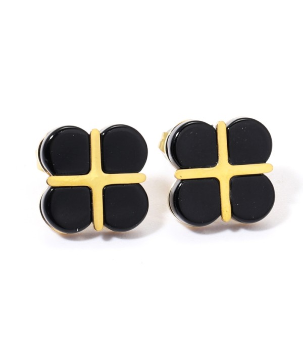 Pendientes doradas con trébol de cuatro hojas multicolores