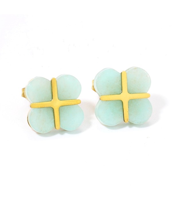 Pendientes doradas con trébol de cuatro hojas multicolores