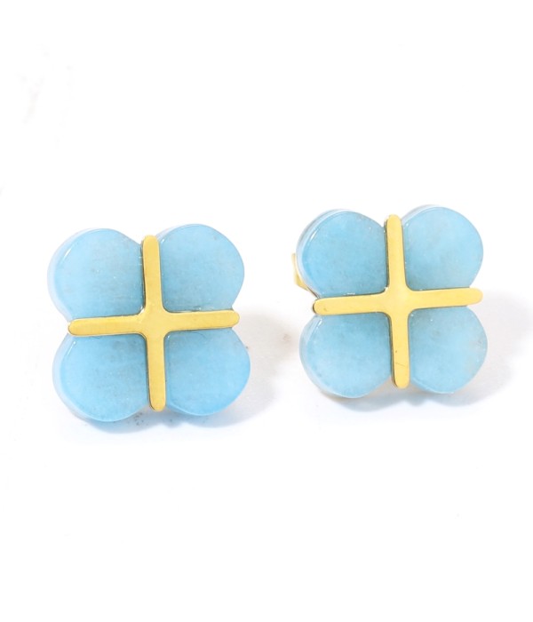 Pendientes doradas con trébol de cuatro hojas multicolores