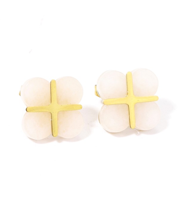 Pendientes doradas con trébol de cuatro hojas multicolores