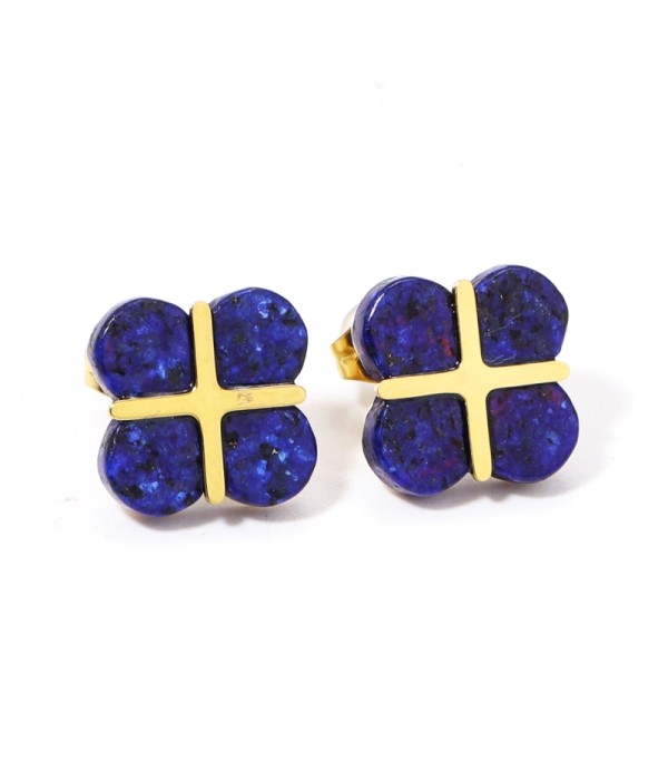 Pendientes doradas con trébol de cuatro hojas multicolores