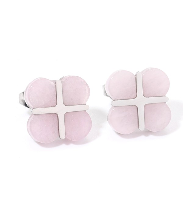 Pendientes plateados con trébol de cuatro hojas multicolores