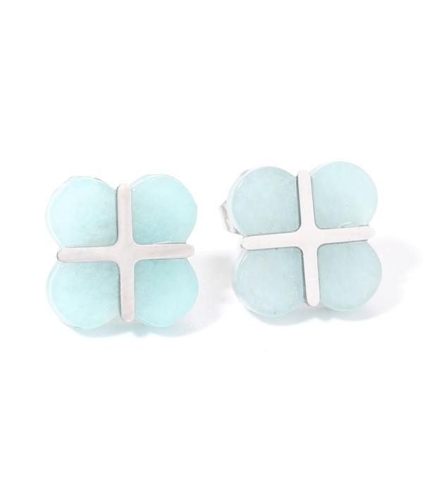 Pendientes plateados con trébol de cuatro hojas multicolores