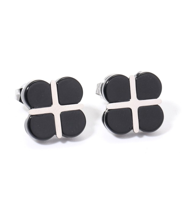 Pendientes plateados con trébol de cuatro hojas multicolores