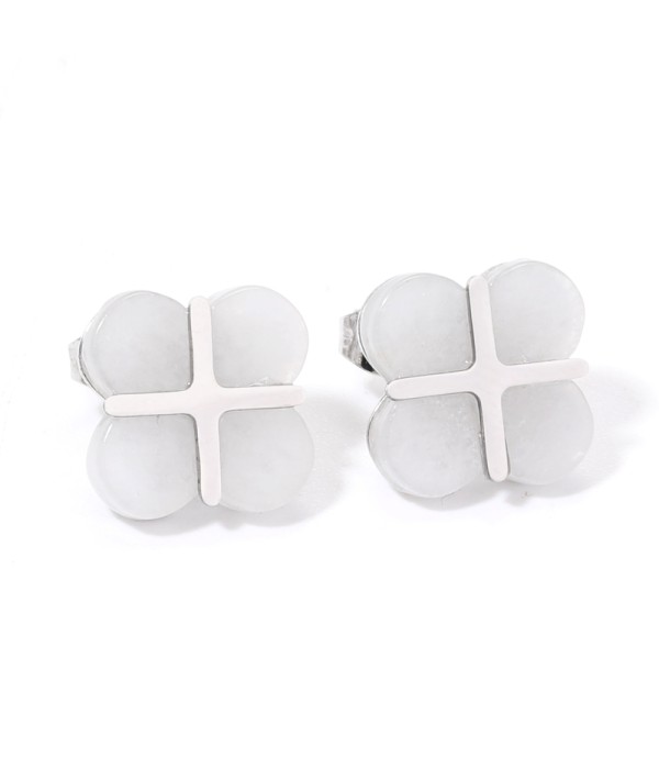 Pendientes plateados con trébol de cuatro hojas multicolores