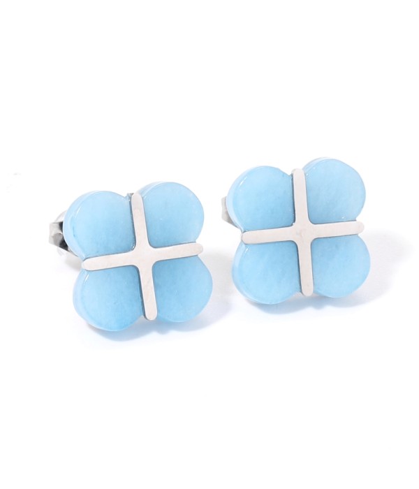 Pendientes plateados con trébol de cuatro hojas multicolores