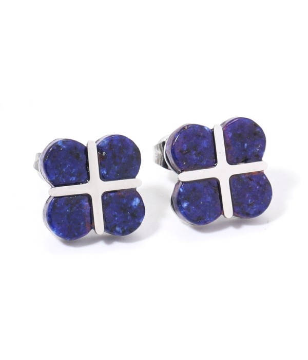 Pendientes plateados con trébol de cuatro hojas multicolores