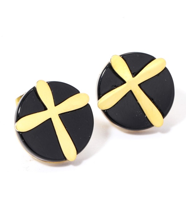 Pendientes doradas con cruz multicolores