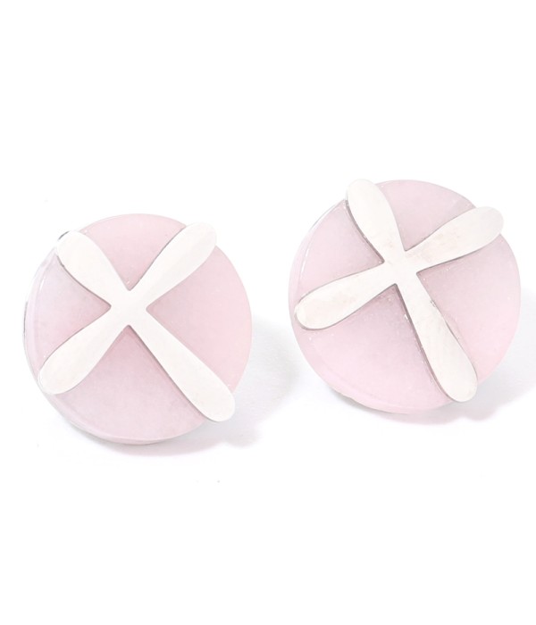 Pendientes plateadas con cruz multicolores