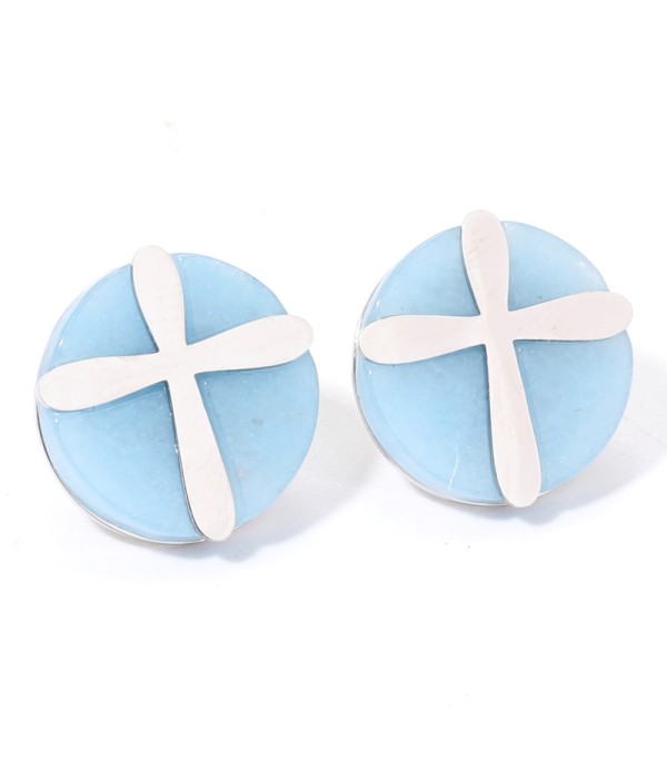 Pendientes plateadas con cruz multicolores