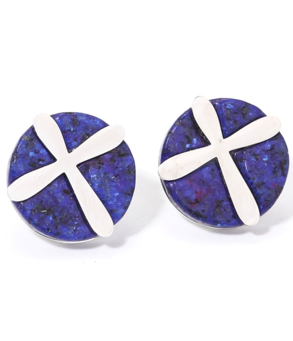 Pendientes plateadas con cruz multicolores