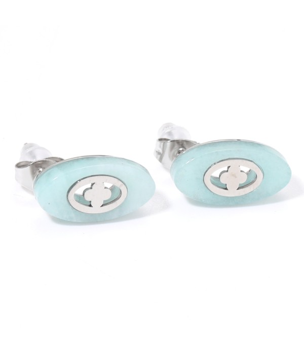 Pendientes plateados con óvalo multicolores