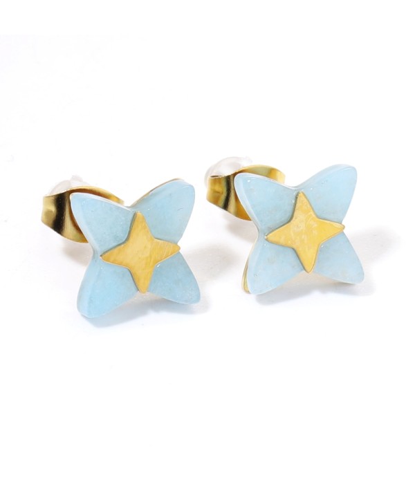 Pendientes doradas con estrella de cruz multicolores