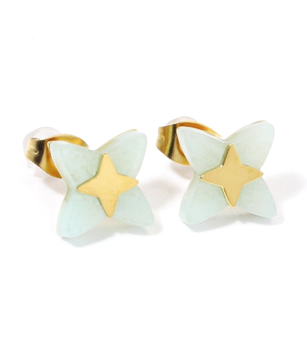 Pendientes doradas con estrella de cruz multicolores