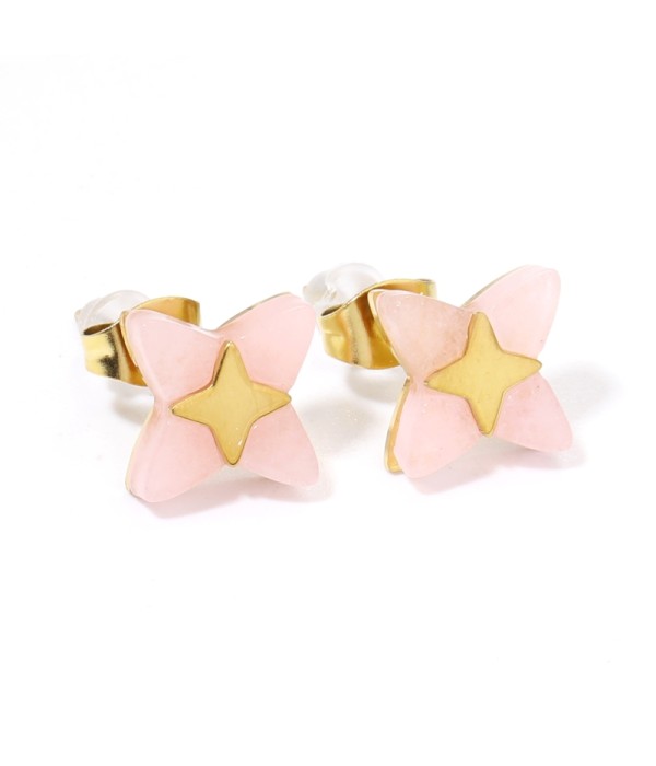 Pendientes doradas con estrella de cruz multicolores