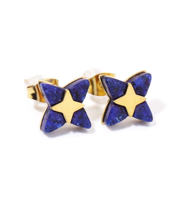 Pendientes doradas con estrella de cruz multicolores