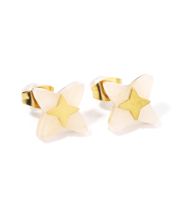 Pendientes doradas con estrella de cruz multicolores