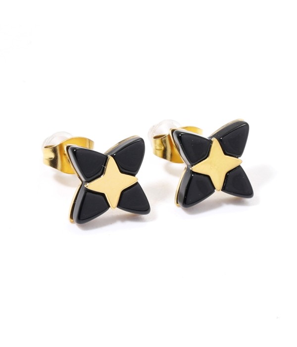 Pendientes doradas con estrella de cruz multicolores