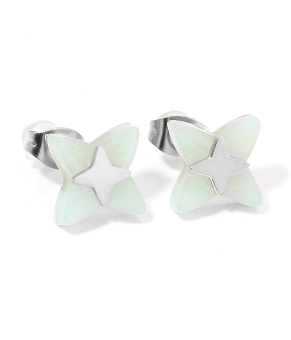 Pendientes plateados con estrella de cruz multicolores
