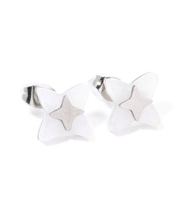 Pendientes plateados con estrella de cruz multicolores