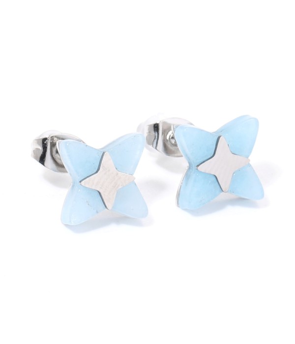 Pendientes plateados con estrella de cruz multicolores