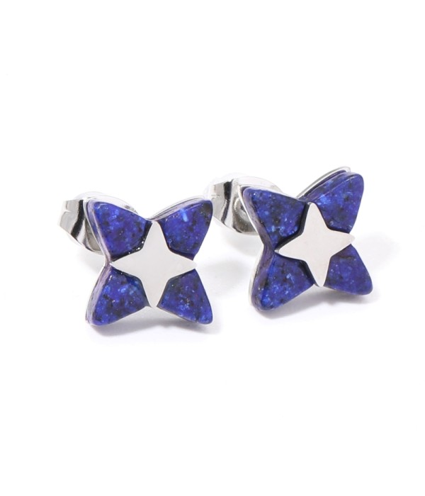 Pendientes plateados con estrella de cruz multicolores