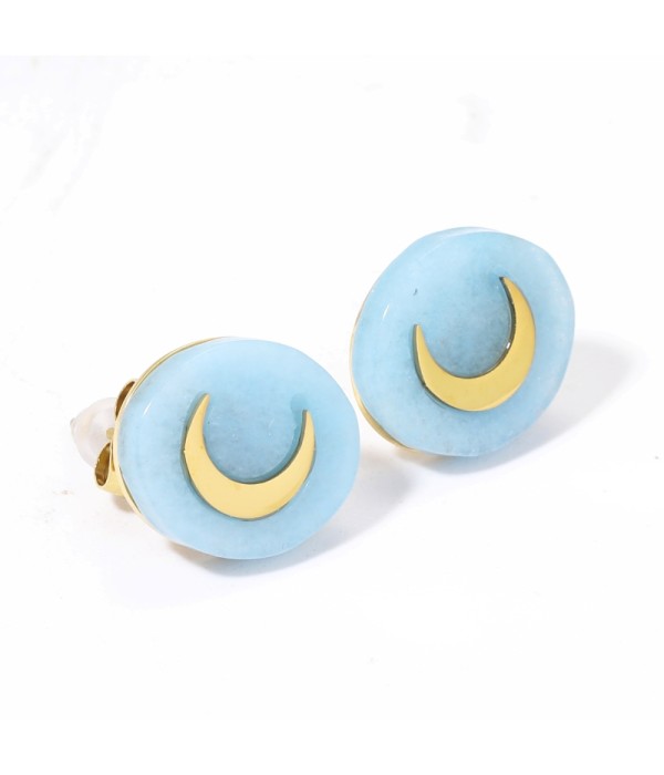 Pendientes doradas con luna multicolores