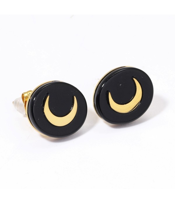 Pendientes doradas con luna multicolores